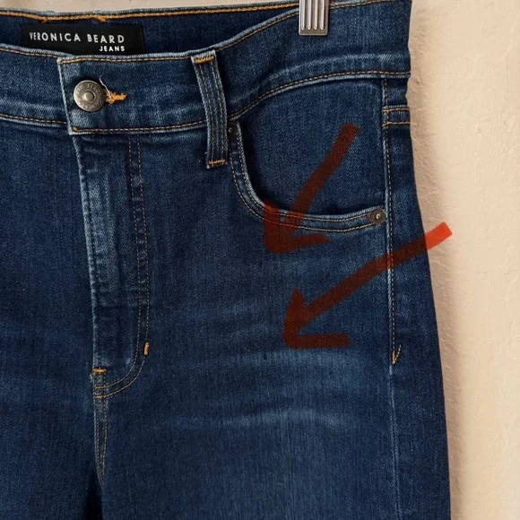 NWT VERONICA BEARD Ryleigh Slim
Straight High Rise Jeans Bright Blue Raw Hem 30 - Picture 15 of 16